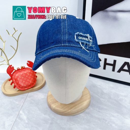 Mũ lưỡi trai chanel màu xanh vải denim