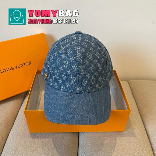 Mũ lưỡi trai Lv màu xanh vải denim
