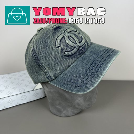 Mũ lưỡi trai Chanel vải denim cá tính logo nổi bật