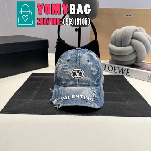 Mũ lưỡi trai valentino vải denim cá tính