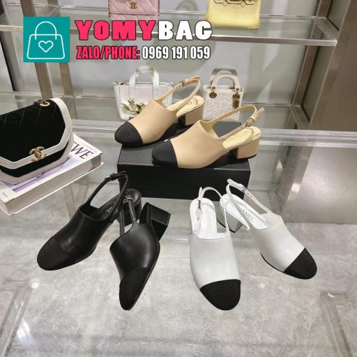 Sục chanel cao gót màu nude