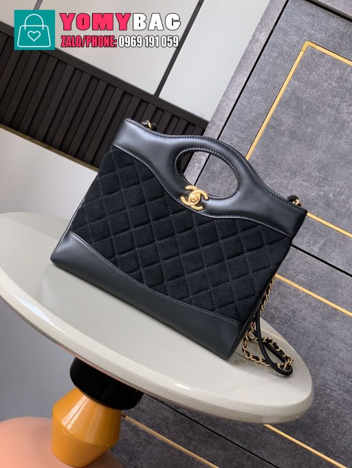 Túi xách chanel 31bag size 22 cm, 21 cm. Túi siêu cấp màu đen ô trám