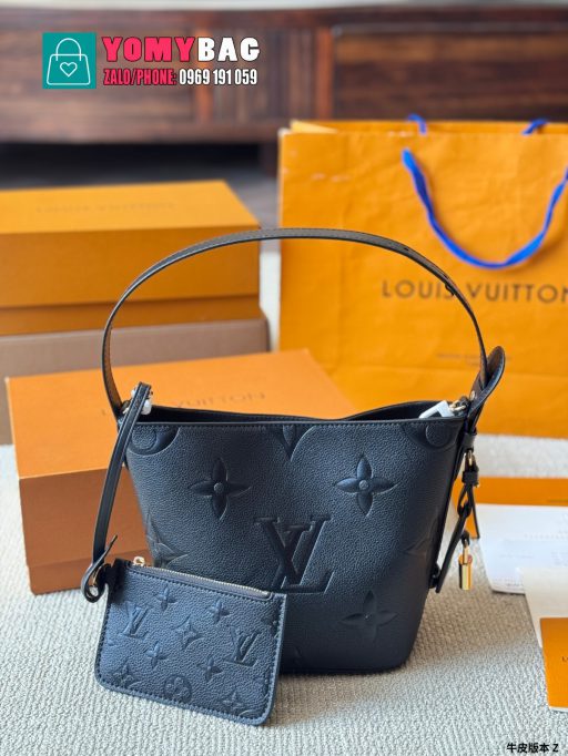 Túi xách Lv All InBB size 19x18 cm, túi màu đen logo nổi bật