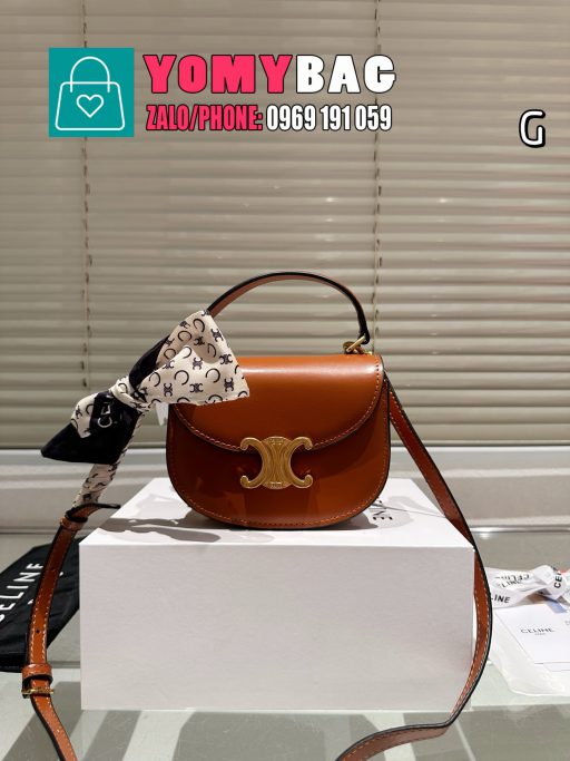 Túi xách celine size 15,5 cm, túi tag vàng dây da đeo chéo