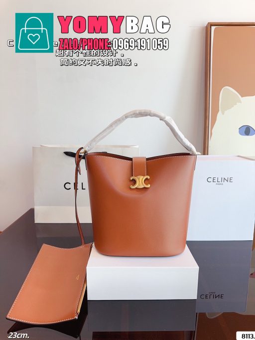 Túi xách celine size 23x15x24 cm, túi màu đen và màu nâu da mềm lì