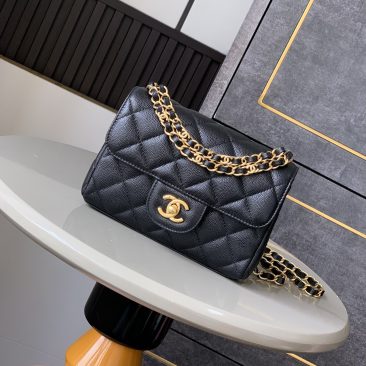 Túi xách chanel size 13x18 cm, túi màu đen da hạt