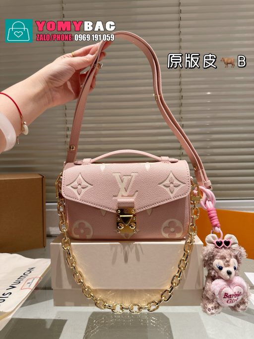 Túi xách Lv metis size 21x14 cm, túi màu hồng