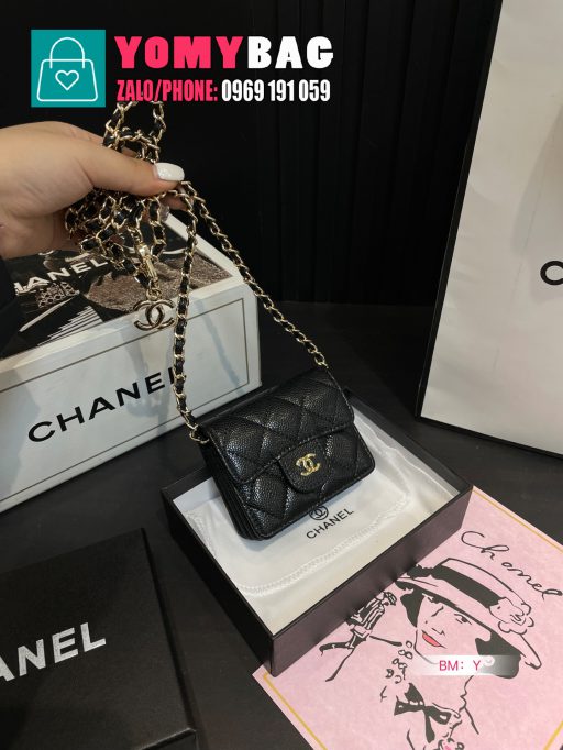 Túi xách chanel woc size 10x8 cm, túi mini da hạt đeo chéo
