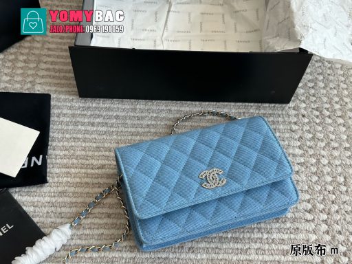 Túi xách chanel woc size 19 cm, màu xanh ô trám