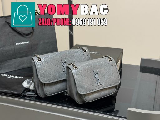 Túi xách ysl niki size 24 cm, 28 cm. Túi màu ghi bền bỉ