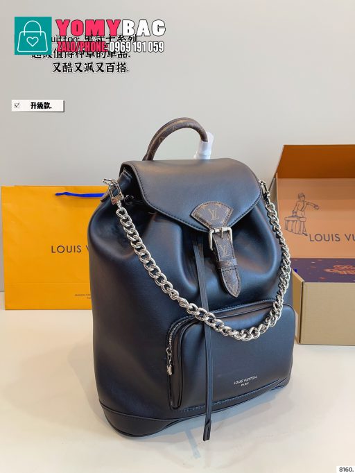 Túi xách Lv Montsouris màu đen sang trọng size 31x13x36 cm, kiểu dáng ba lô ngăn rộng rãi
