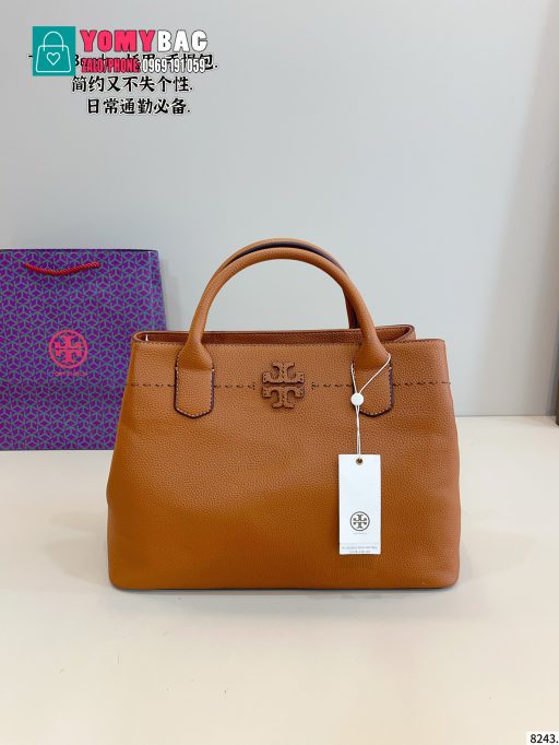 Túi xách cầm tay tory burch màu nâu da mềm thiết kế sang trọng size 35 cm