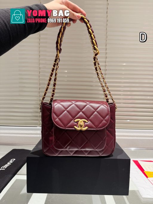 Túi xách đeo vai chanel vanity size 21x15 cm, túi mini ô trám có nhiều màu sắc