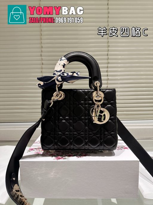 Túi xách Dior lady size 20 cm, túi da mềm mịn dây đeo chéo bản to vừa
