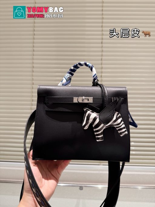 Túi xách cầm tay Hermes danse màu đen chất da cao cấp size 20 cm