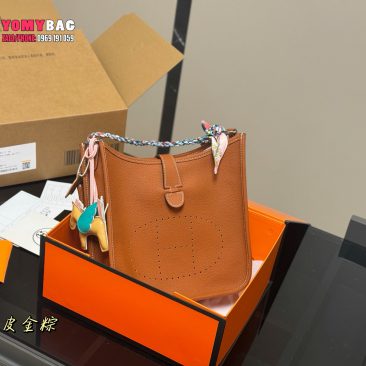 Túi xách cầm tay Hesmes evelyne màu nâu da bò cao cấp size 19 cm và 24 cm