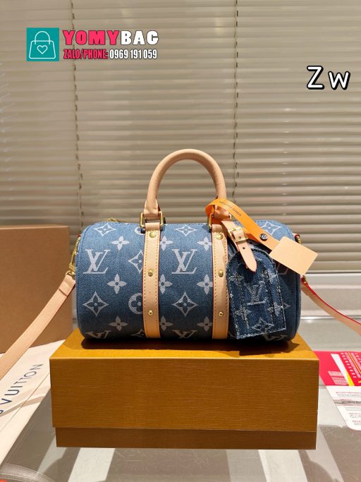Túi xách Lv speedy màu xanh vải denim size 25 cm sang trọng