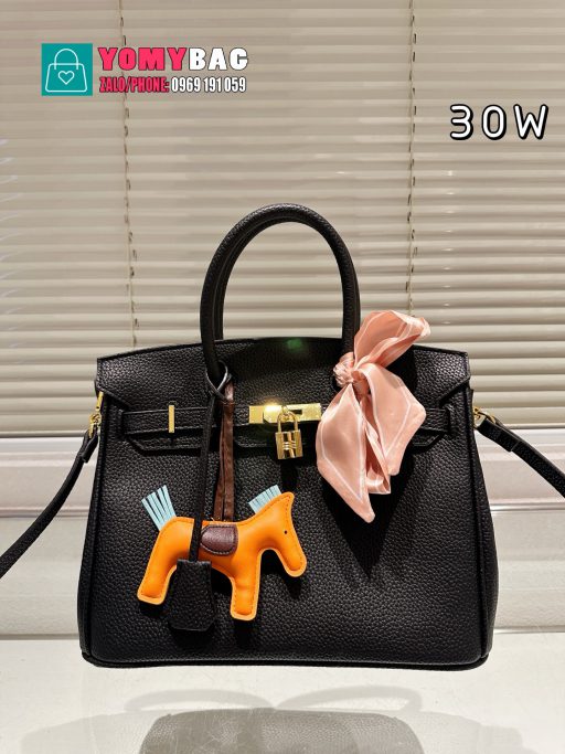 Túi xách cầm tay Hermes birkin màu đen size 30 cm da togo mềm mại tag vàng bắt mắt